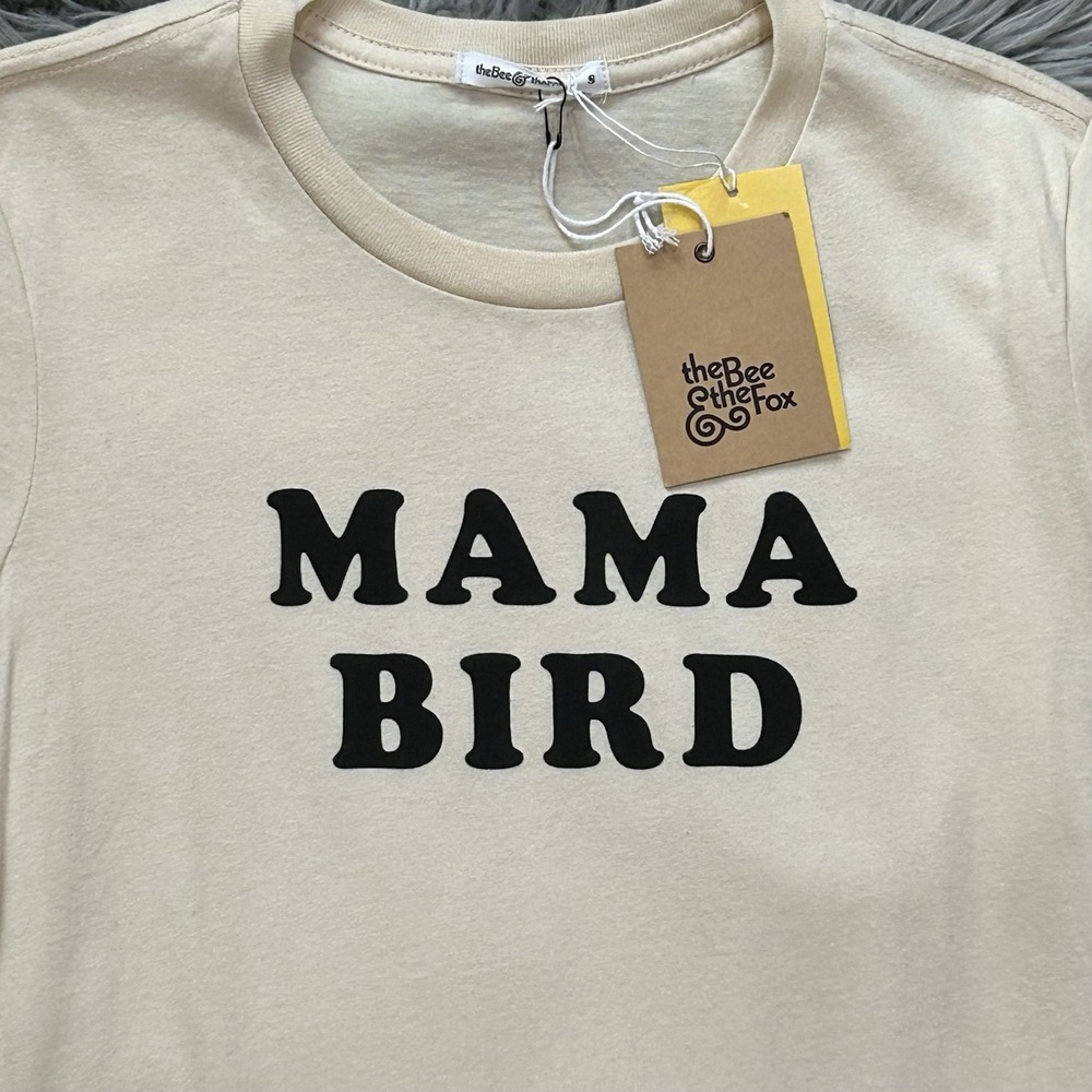 The Bee and The Fox Top Shirt Women's Size S Small Tan Mama Bird Short Sleeve - Picture 3 of 3